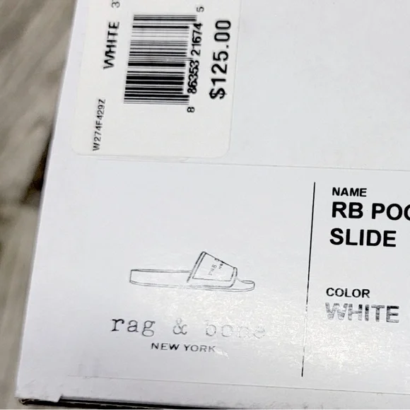 RAG & BONE New York signature off white pool slides 8 NIB - Picture 3 of 4